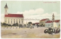 Békéscsaba, Kossuth tér 1915 - Kossuth szobor, iparosok háza, halászlányos kút, evangélikus nagytemplom